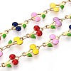 304 Stainless Steel Enamel Cherry Link Chains CHS-N005-01B-G-1
