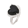 Heart Brass Micro Pave Cubic Zirconia Cuff Open Rings for Women CU-CBA0A21-02P-6
