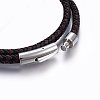 Leather Braided Cord Wrap Bracelets BJEW-E345-34A-3