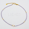 Summer Faceted Glass & Imitation Pearl Stainless Steel Beaded Necklaces for Women JT8933-2-1