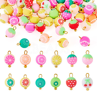 50Pcs Fruits Theme Handmade Polymer Clay Pendants CLAY-TA0007-08-1