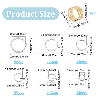 6 Styles Iron & 2Pcs Brass Open Jump Rings IFIN-ME0001-14S-1