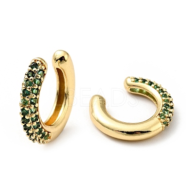 Cubic Zirconia C-Shaped Cuff Earrings EJEW-G295-19G-01-1