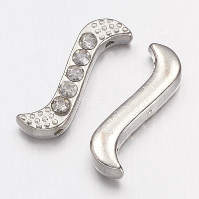 Alloy S-Shape Rhinestone Spacers Bars X-ALRI-H003-1-1