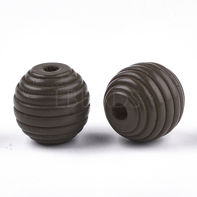 Painted Natural Wood Beehive Beads WOOD-S049-04B-01-1