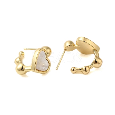 Shell Heart Stud Earrings EJEW-K287-01G-B-1