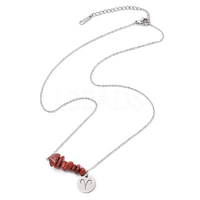 Natural Red Jasper Chip & Constellation Pendant Necklaces NJEW-JN05084-01-1