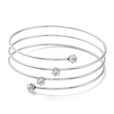 304 Stainless Steel Triple Loops Wire Wrap Bangle BJEW-K227-02P-1