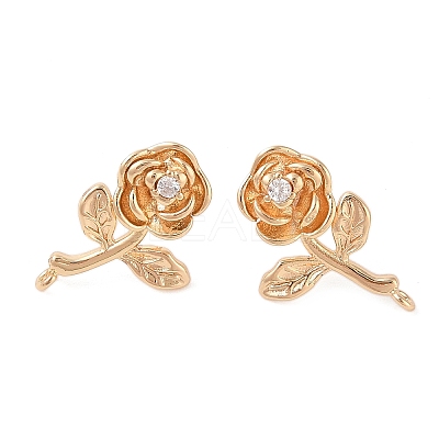 Brass Micro Pave Cubic Zirconia Studs Earrings Finding KK-N256-11G-1
