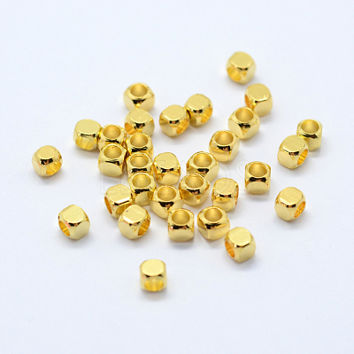 Cube Brass Spacer Beads KK-L015A-01G-1