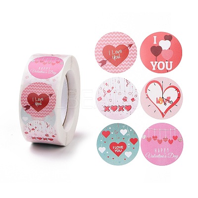 Valentine's Day Round Paper Stickers X-DIY-I107-03A-1