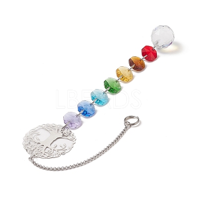 Glass Teardrop Window Hanging Suncatchers HJEW-JM00934-1