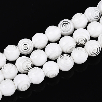 Handmade Millefiori Glass Round Beads Strands LK-R004-93E-1