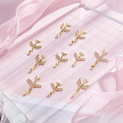 10Pcs 5 Styles Brass Micro Pave Cubic Zirconia Pendants KK-BBC0019-87-1