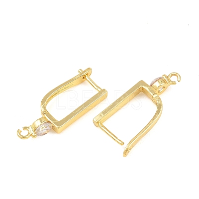 Brass Micro Pave Cubic Zirconia Hoop Earring Findings CU-CBAB5B4-02G-1