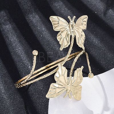 Butterfly Alloy Arm Cuff Bangles for Girl Women LS-AJEW-A063-01H-G-1