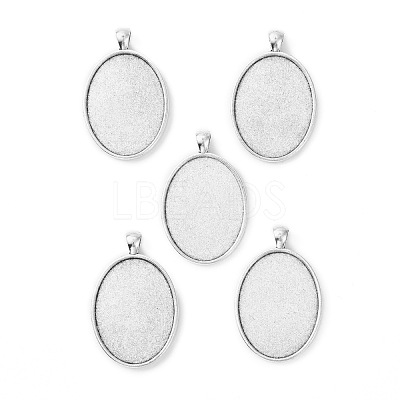 Tibetan Style Oval Alloy Big Pendant Cabochon Settings X-TIBEP-Q045-051AS-RS-1