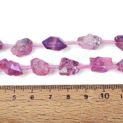 Dyed Electroplate Raw Rough Natural Amethyst Beads Strands G-Q610-05E-1
