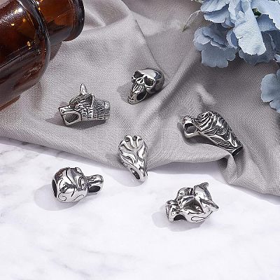 6Pcs 6 Style 304 Stainless Steel Cord Ends STAS-UN0020-92-1