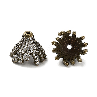 Brass Micro Pave Clear Cubic Zirconia Bead Caps LS-ZIRC-P085-11AB-1