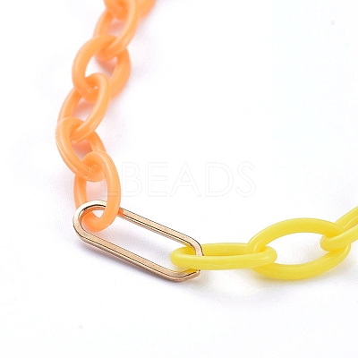 Personalized Two Tone ABS Plastic Cable Chain Necklaces NJEW-JN02825-02-1