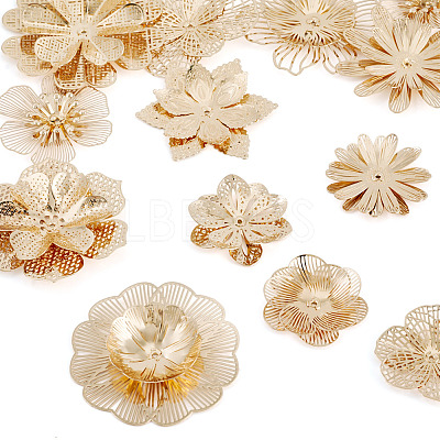 13Pcs 13 Styles Brass Bead Caps KK-TA0008-26KCG-1