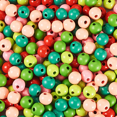 240Pcs 6 Colors Natural Wooden Beads WOOD-TA0002-74E-1