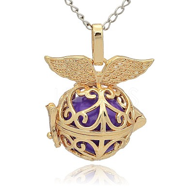 Golden Tone Brass Hollow Round Cage Pendants KK-J237-03G-1