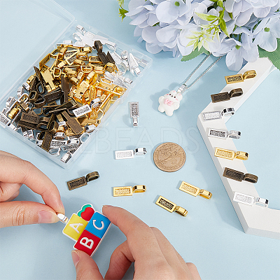 100Pcs 5 Colors Tibetan Style Alloy Glue-on Flat Pad Bails FIND-SP0001-89-1
