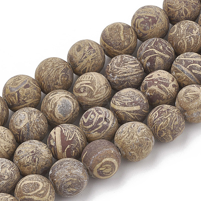 Natural Elephant Skin Jasper/Miriam Stone/Calligraphy Stone Beads Strands X-G-T106-123-1