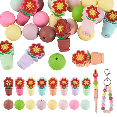 24Pcs 16 Styles Silicone Beads SIL-TA0003-03-1
