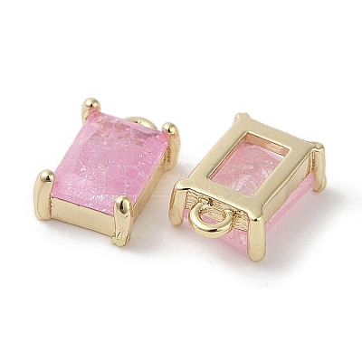 Brass Micro Pave Cubic Zirconia Charms KK-G491-31G-05-1
