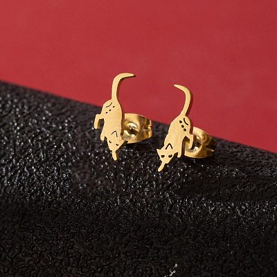 Stainless Steel Small Animal Stud Earrings for Women PW-WG5B49B-29-1