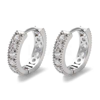 Brass Micro Pave Clear Cubic Zirconia Hoop Earrings EJEW-C121-07P-1