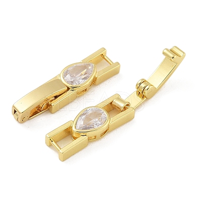 Rack Plating Brass Micro Pave Cubic Zirconia Watch Band Clasps KK-A234-016G-03-1