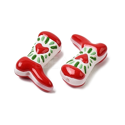 Boot Baking Paint Glass Enamel  Beads LAMP-C020-02K-1