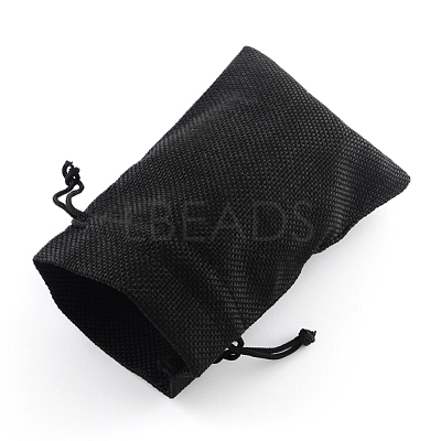 Polyester Imitation Burlap Packing Pouches Drawstring Bags X-ABAG-R005-18x13-09-1