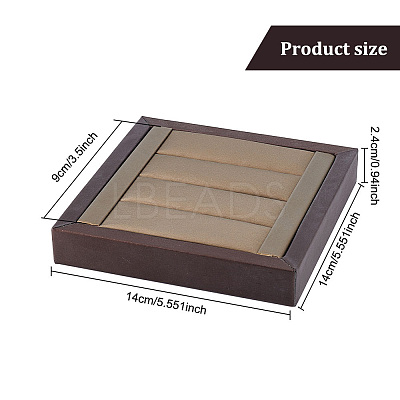 3-Slot Brushed PU Leather Covered Wood Finger Ring Display Trays ODIS-WH0034-10-1