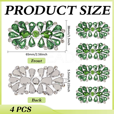4Pcs Flower Alloy & Glass Rhinestone Applques DIY-MA0007-20A-1