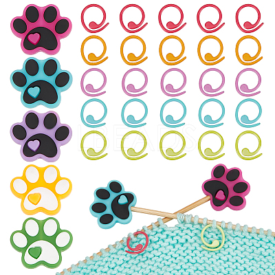 Dog Paw Print Silicone Knitting Needle Stoppers DIY-NB0010-74-1