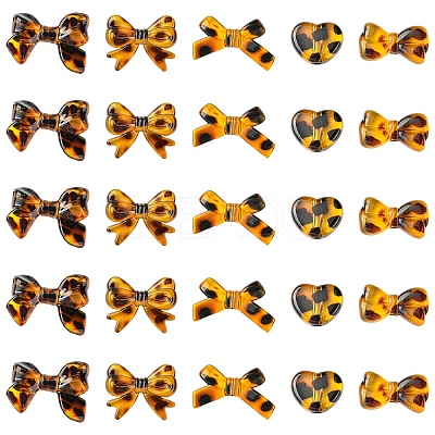 30Pcs 5 Styles Printed Transparent Acrylic Beads TACR-YW0003-46-1