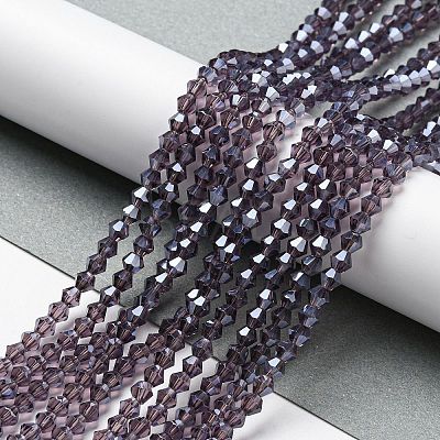 Transparent Electroplate Glass Beads Strands GLAA-F029-2mm-C04-1