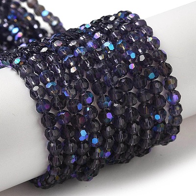 Electroplate Transparent Glass Beads Strands EGLA-A035-T4mm-L15-1