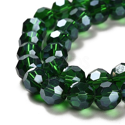 Faceted(32 Facets) Electroplate Glass Bead Strands X-EGLA-R015-8mm-17-1