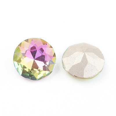 Pointed Back & Back Plated Glass Rhinestone Cabochons RGLA-J012-10mm-001VR-1