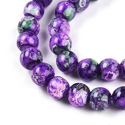 Baking Paint Glass Beads Strands DGLA-N003-8mm-A07-1