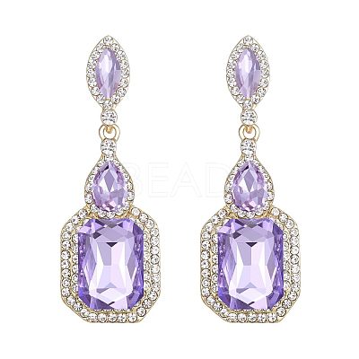 Brass Rhinestone Dangle Stud Earrings FS-WG9D6B6-14-1