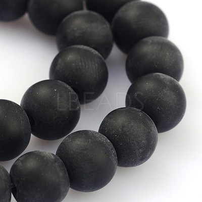 Frosted Glass Round Bead Strands GLAA-J064-8mm-02-1