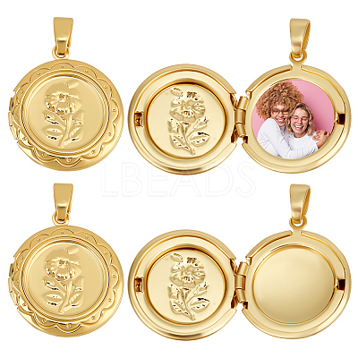 6Pcs Brass Locket Pendants KK-BBC0015-49-1