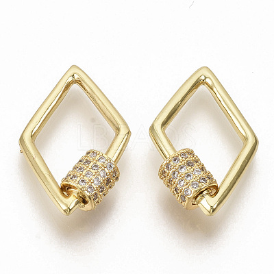 Brass Micro Pave Clear Cubic Zirconia Screw Carabiner Lock Charms ZIRC-S066-006-1